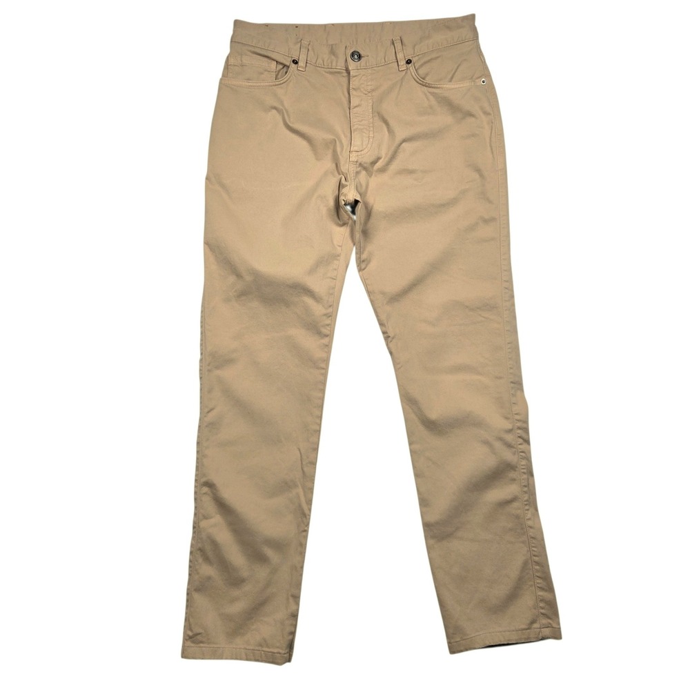 Zegna Chino Pants Mens 34 (Fits 32×29) Tan Regular Fit Cotton Twill Trousers